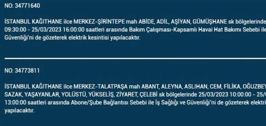 İstanbullular dikkat! Yarın bu ilçelerde elektrikler kesilecek 8
